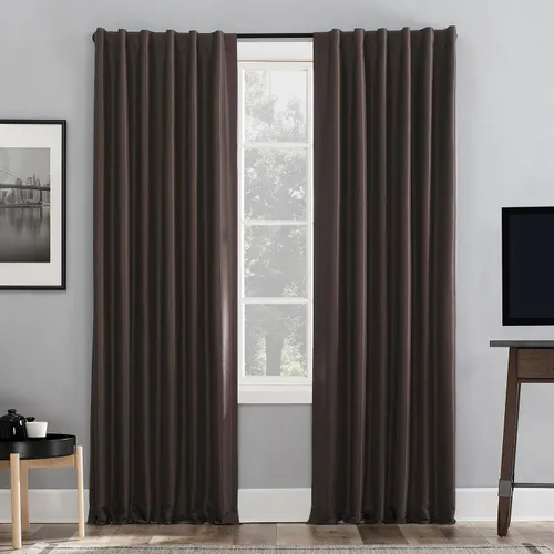 Vista 24 de Sun Zero Greyson - Valance de cortina con pestaña trasera de seda de dupioni de imitación con borlas de cuentas y aislamiento térmico total opaco
