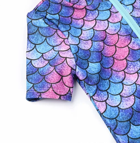 Vista 4 de Jxstar Traje de baño de una pieza con estampado de sirenaflamencofloral, UPF 50+ UV