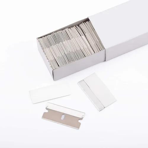 Vista 8 de EHDIS 100 cuchillas de afeitar – Cuchillas de afeitar de acero inoxidable con borde recto para rascador de pintura, cortador de caja, uso industrial