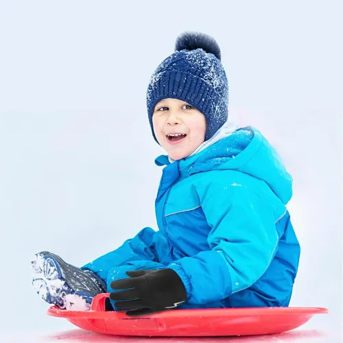Vista 6 de Azarxis Guantes de esquí de nieve para niños, impermeables, resistentes al viento, cálidos guantes de snowboard para niños y niñas