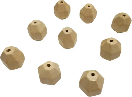 Vista 6 de 30 cuentas hexagonales de madera natural, sin acabar, geométricas, octogonales, accesorios de joyería para bricolaje