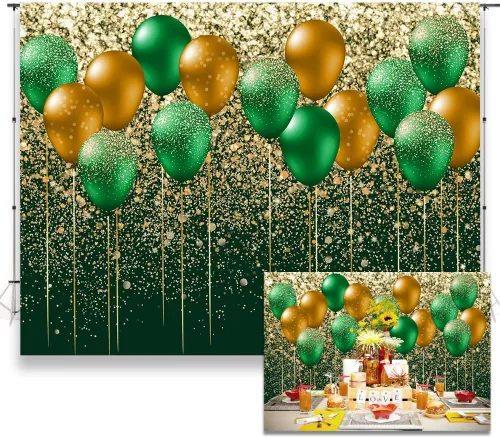 Vista 8 de Fondo de globo azul y plateado de 7 x 5 pies, fondo plateado con purpurina, boda, graduación, fiesta de cumpleaños, pancarta, decoración de mesa