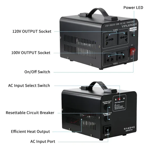 Vista 39 de 500W US al convertidor de voltaje de Japón 120V a 100V transformador reductor