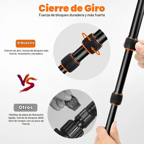 Vista 2 de Victiv Trípode de cámara de 80", Trípode de aluminio resistente con cabeza de bola de 360°, Trípodes y monopodios de cámara con bolsa de transporte