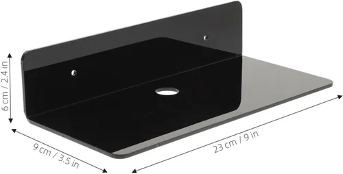 Vista 7 de jojofuny Estantes flotantes de acrílico, estante de pared, soporte para altavoz, estantes colgantes para dormitorio, estante de exhibición montado