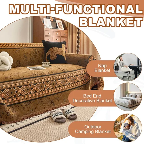 Vista 8 de STACYPIK Funda de sofá retro floral para sofá seccional, funda de sofá de felpilla gruesa jacquard para sofá de 2 cojines, fundas de sofá con borlas