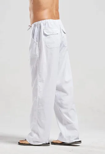 Vista 2 de utcoco Qiuse - Pantalones de playa para hombre, corte holgado, pierna recta, cintura elástica, marino