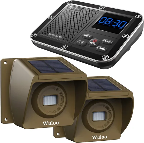 Vista 9 de Alarma solar inalámbrica para entrada exterior de rango de 1800 pies, sensor de movimiento al aire libre y sistema de alerta de entrada con batería