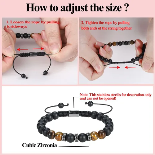 Vista 6 de Pulseras de cuentas para hombre, novio, marido, mi hombre, mi amor, hijo, nieto, hermano, aniversario, cumpleaños, graduación, día del padre, regalo