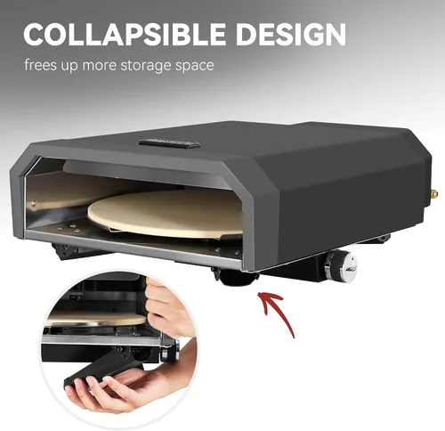 Vista 5 de Horno de pizza para exteriores con piedra de pizza de 13 pulgadas, 13,000 BTU, máquina portátil de pizza de gas propano con patas plegables