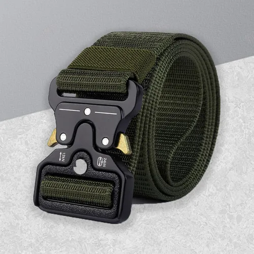 Vista 10 de Cinturón táctico con hebilla de liberación rápida de alta resistencia para hombre de 1.5 pulgadas, cinturón de trabajo de nailon Negro