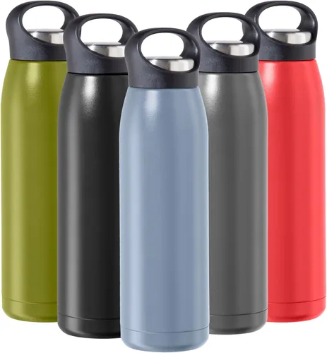 Vista 21 de OGGI Freestyle - Botella de agua aislada de acero inoxidable, doble pared aislada al vacío, termo de viaje, 23 onzas (23.0 fl oz), color negro