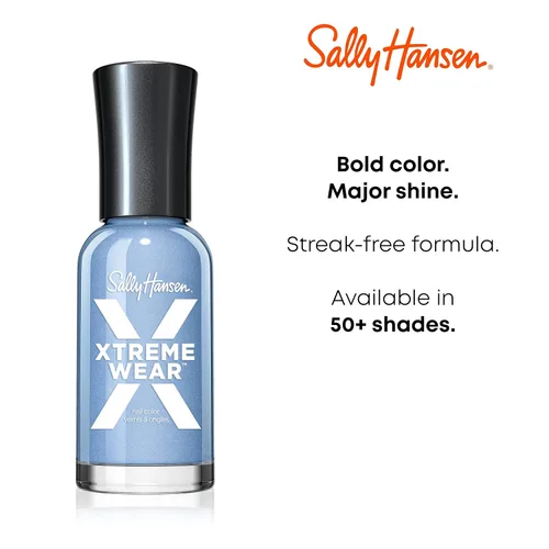 Vista 11 de Sally Hansen Xtreme Wear Esmalte de uñas sin rayas, acabado brillante, duradero, resistente a las astillas, transparente, color de uñas plateado 130