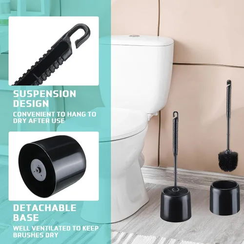 Vista 4 de Roshtia Juego de 6 cepillos de inodoro y soporte para limpieza de baño, cepillo de inodoro con organizador para limpieza, 14.57 pulgadas de altura