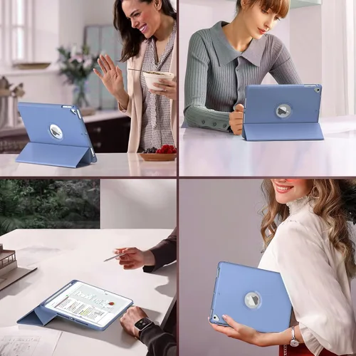 Vista 8 de MoKo Funda para iPad 6ª/5ª Generación (Modelo 2018/2017, 9.7 Pulgadas) con Soporte para Lápiz Apple, Cubierta Inteligente Delgada con Logotipo Hueco