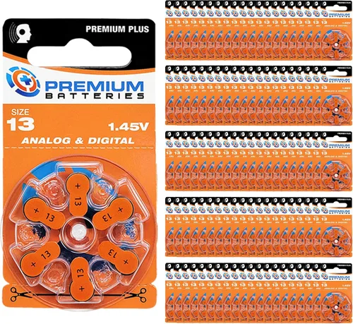 Vista 45 de Pilas Premium para audífonos, tamaño 10, 1.45V, con pestaña amarilla (6 pilas)