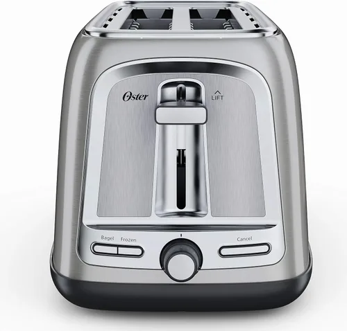 Vista 5 de Oster Abrelatas eléctrico con afilador de cuchillos + tostadora Oster de 2 rebanadas con tecnología avanzada de tostadas, acero inoxidable