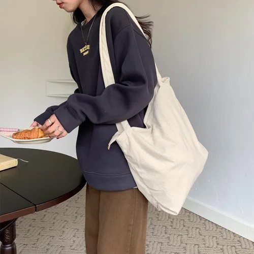 Vista 3 de WantGor Bolso de mano de pana para mujeres, bolsos de hombro estilo hobo grandes, bolsos casuales de gran capacidad para compras y trabajo