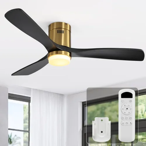 Vista 26 de Sofucor - Ventiladores de techo de 52 pulgadas con luces, ventilador de techo de madera sólida para interiores/exteriores con control remoto, motor