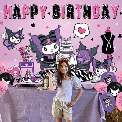 Vista 7 de Fondo de fiesta de cumpleaños de anime, decoración de fiesta de cumpleaños, pancarta temática de feliz cumpleaños, fondos de fotos para niños