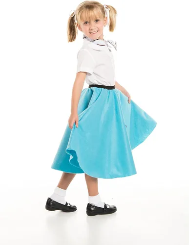 Vista 6 de Kidscostumes falda con caniche y bufanda con nota musical estampada, color turquesa