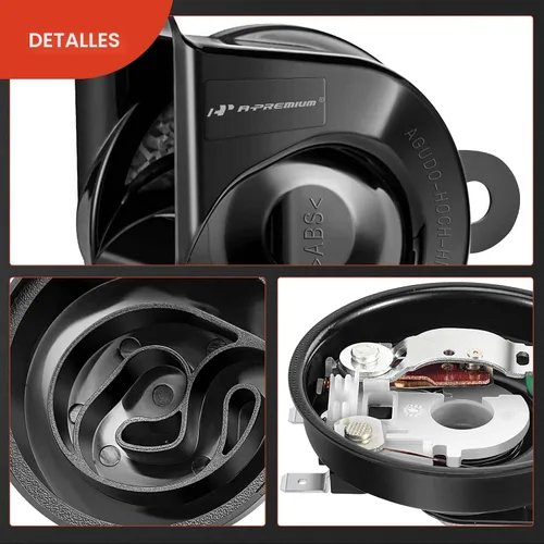 Vista 9 de A-Premium - Bocina de caracol alta universal eléctrica - 12V 110dB - Compatible con la mayoría de los coches de pasajeros, vehículos