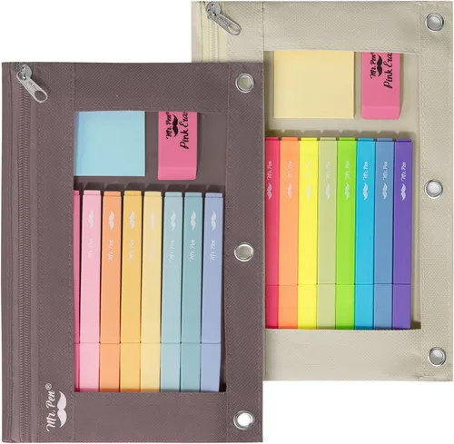 Vista 21 de Mr. Pen - Estuche para lápices de 2 piezas - Estuche con cremallera para lápices para carpeta de 3 anillas