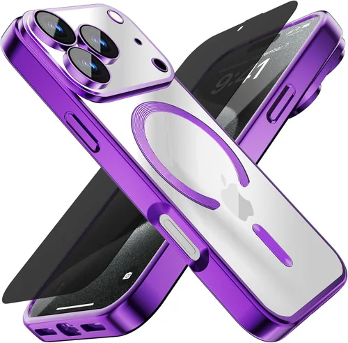 Vista 47 de Misscase Funda MagSafe compatible con iPhone 12 Pro Max con protector de lente de cámara, protección completa, funda magnética transparente