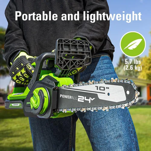 Vista 6 de Greenworks Motosierra compacta inalámbrica de 24 V y 10 pulgadas