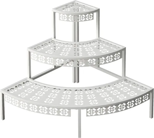 Vista 9 de aboxoo Soporte para Plantas de 3 Niveles Estante para Macetas de Flores, Estante Esquinero Estilo Escalón de Metal para Jardineras, Soporte