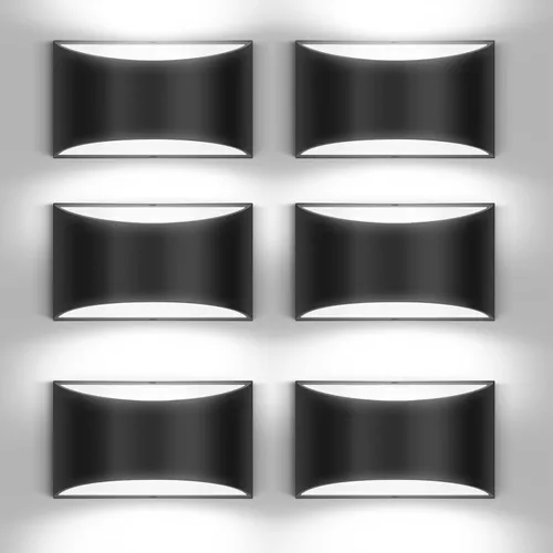 Vista 16 de Juego de 2 apliques de pared LED modernos negros con cable para interiores, luces de montaje en pared arriba y abajo, para sala de estar