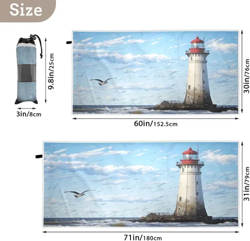 Vista 3 de Blueangle Dark Sky Lighthouse - Toalla de playa ligera y compacta de gran tamaño, toalla de viaje súper absorbente de secado rápido para natación