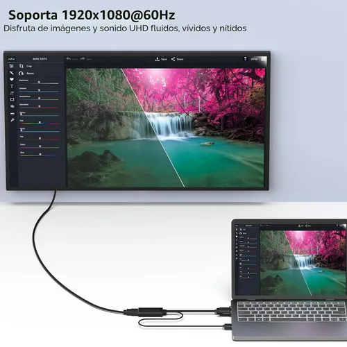 Vista 5 de BENFEI Adaptador VGA a HDMI, convertidor 1080P con audio de computadora/fuente VGA portátil a HDMI TV/monitor