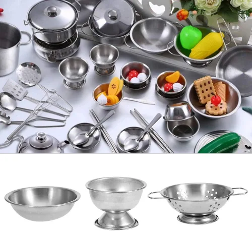 Vista 7 de 16/18/25pcs Juego de utensilios de cocina de acero inoxidable Cazo Tapas Olla Cocina Cocina (16 piezas)