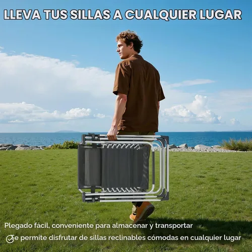 Vista 8 de Tumbonas prémium para exteriores, silla de gravedad cero de gran tamaño Acolchado Gris