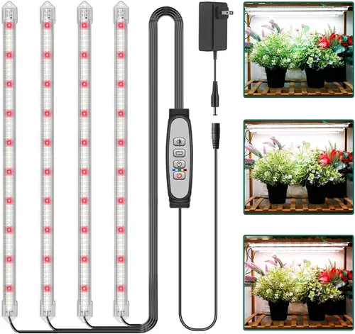 Vista 10 de Tiras de luz de cultivo de 2 barras para plantas de interior, luces de plantas de espectro completo de 16 pulgadas, luces de crecimiento similares