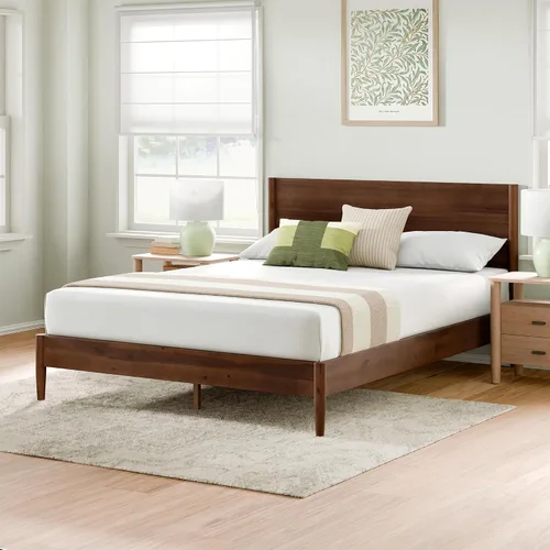 Vista 10 de Zinus Allen - Marco de cama de madera de mediados de siglo, tamaño Espresso