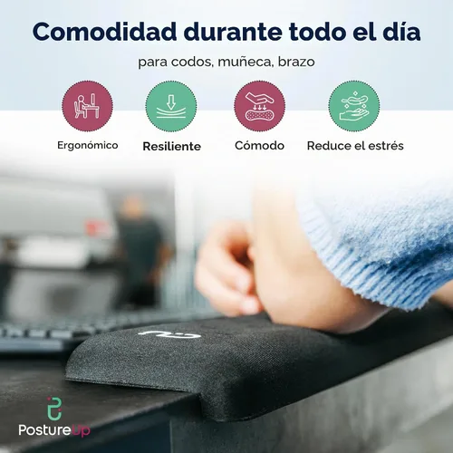 Vista 5 de EdgeRest PostureUp - Reposamuñecas largo en forma de L para codo, antebrazo y muñeca, soporte cómodo para mesa o escritorio, antideslizante, Negro