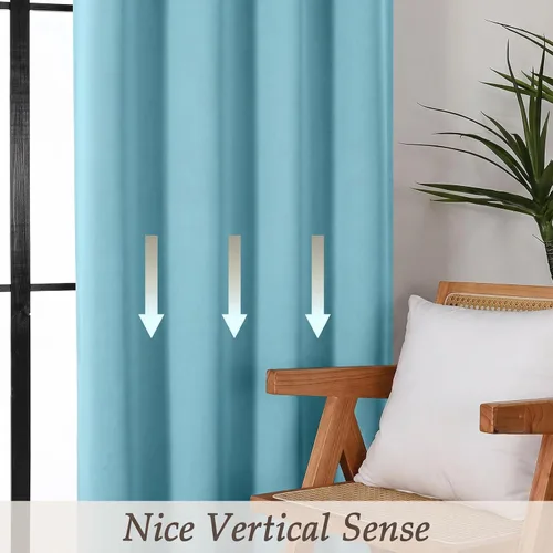 Vista 5 de Gwine Aqua Short Curtains 36 Inches Long - Small Half Window Kitchen Curtains Over Sink, Solid Blackout Curtain for Bathroom Basement Cabinet RV, 2