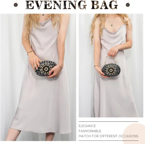 Vista 6 de Bolso de mano de noche con diamantes de imitación para mujer, bolsa de mano con diamantes brillantes y brillantes, bolsa de fiesta de boda de cristal