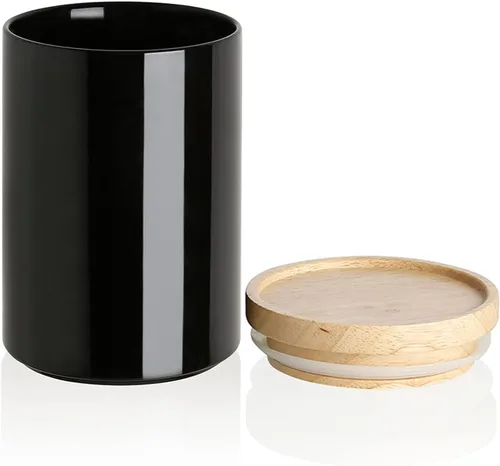 Vista 20 de Recipientes de cocina Sweejar, tarro de almacenamiento de cerámica para alimentos, recipientes apilables con tapa hermética de madera para servir