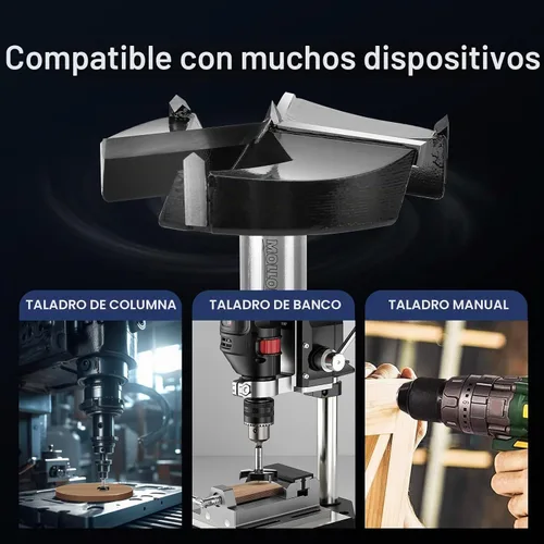 Vista 6 de Mollom - Juego de brocas Forstner de 21 mm con triple hélice, broca de carburo YG8 con punta de 2.0 mm, kits de herramientas de corte de bisagra