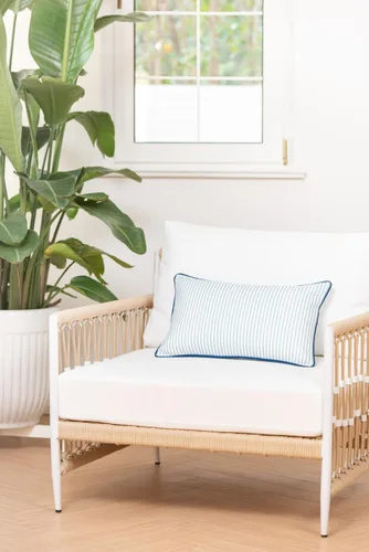 Vista 3 de Hofdeco Premium Coastal Hampton Style Funda de Almohada Lumbar para Patio Interior y Exterior Solamente, 12"x20" Resistente al Agua para Patio