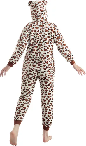 Vista 5 de Ishua Cheetah Onesie, Leopard Costume Onesie, Children Cheetah Animal Onesie Costumes, Leopard Oneside Costume Halloween(130)