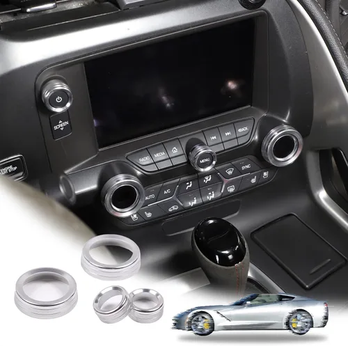 Vista 10 de Cobertura de Botón de Perilla de Volumen de AC para Consola Central Compatible con Chevrolet Corvette C7 2014-2019 Aleación de Aluminio Cobertura