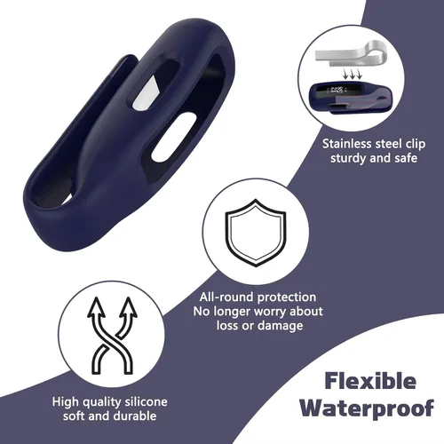Vista 2 de Paquete de 4 fundas de clip compatibles con Fitbit Inspire 2/Fitbit Inspire 3, accesorio de repuesto de cierre de clip de silicona suave