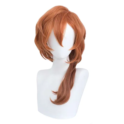 Vista 7 de Wiggy Mermaid Peluca corta de color naranja, peluca de pelo recto de jengibre para mujer Short Orange Side Part Anime Cosplay Hair Wig for Halloween