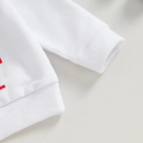 Vista 3 de Muasaaluxi Traje de Navidad para bebé recién nacido, con estampado de árbol de Navidadletras, pantalones deportivos, 2 piezas, trajes de otoño 0-3T