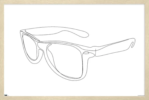 Vista 7 de Trends International LÍNEA Y CEPILLO - Póster de pared de lentes de sol de línea continua, 22.37 x 34.00 pulgadas, versión enmarcada de caoba