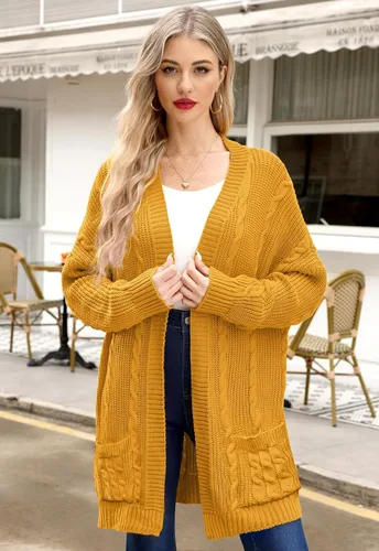 Vista 5 de For G and PL Suéter tipo cárdigan de manga larga con bolsillo para mujer